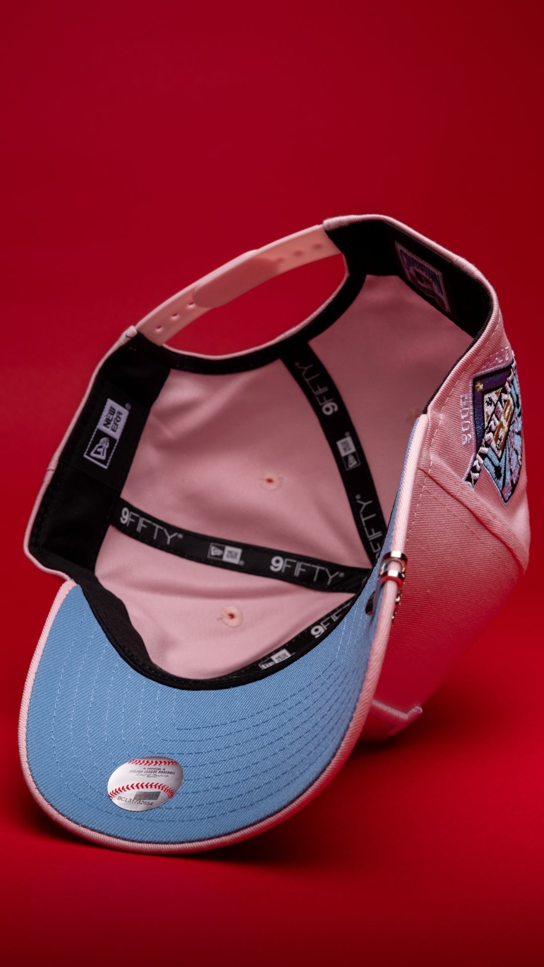 NEW ERA 9FIFTY A-FRAME PINK LOS ANGELES DODGERS W/ ICY HEART + 50TH ANNIVERSARY SIDE PATCH