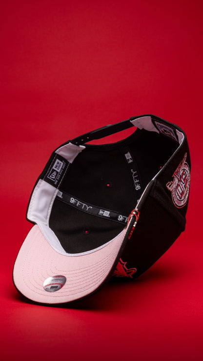 NEW ERA 9FIFTY A-FRAME BLACK ANAHEIM ANGELS SNAPBACK W/ 50TH ANNIVERSARY SIDE PATCH