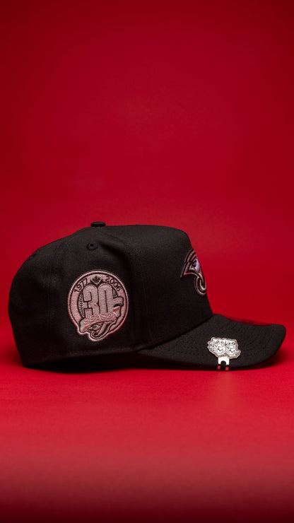NEW ERA 9FIFTY A-FRAME BLACK TORONTO BLUE JAYS SNAPBACK W/ 30TH ANNIVERSARY SIDE PATCH