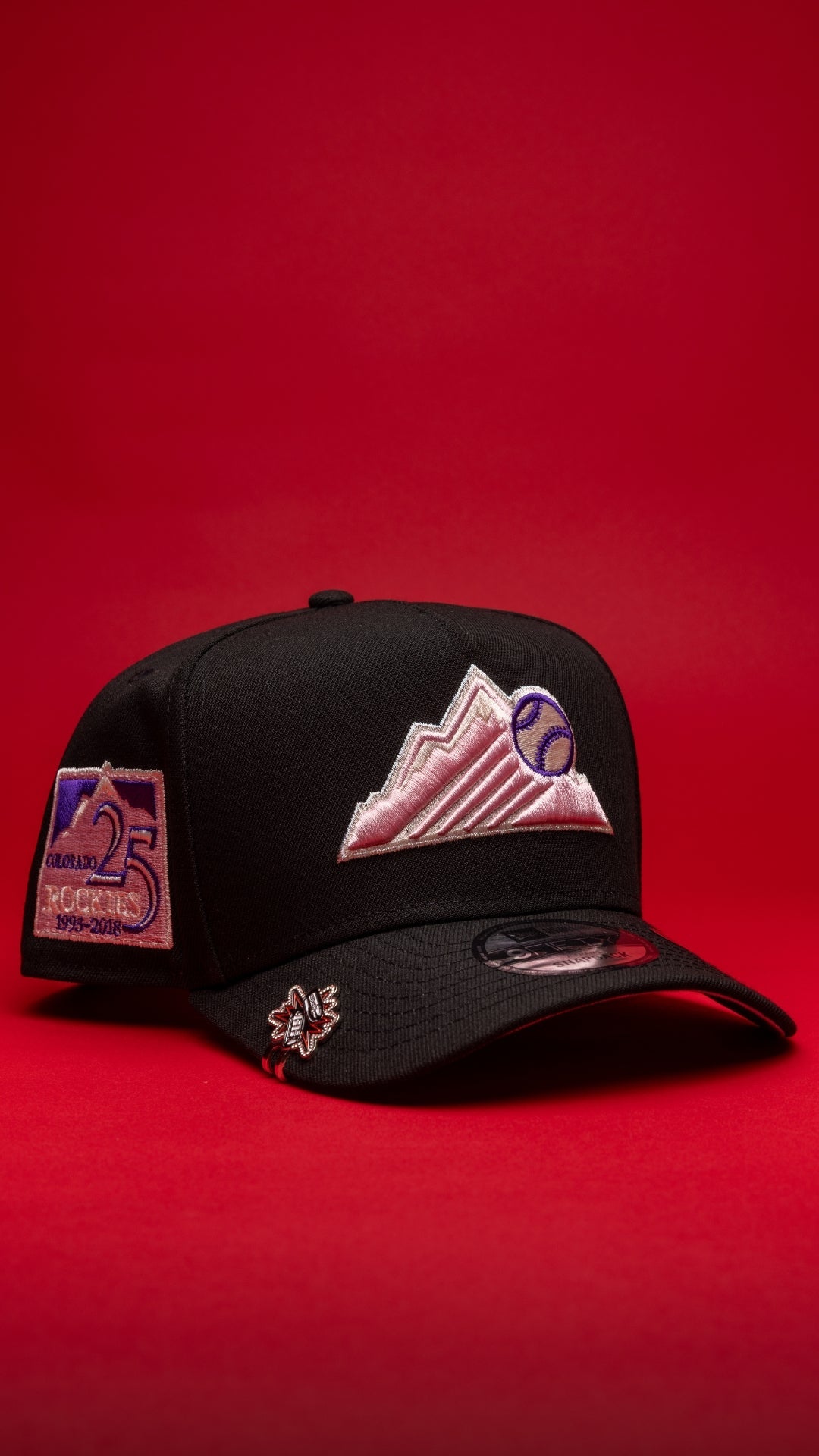 NEW ERA 9FIFTY A-FRAME BLACK COLORADO ROCKIES SNAPBACK W/ 25TH ANNIVERSARY SIDE PATCH