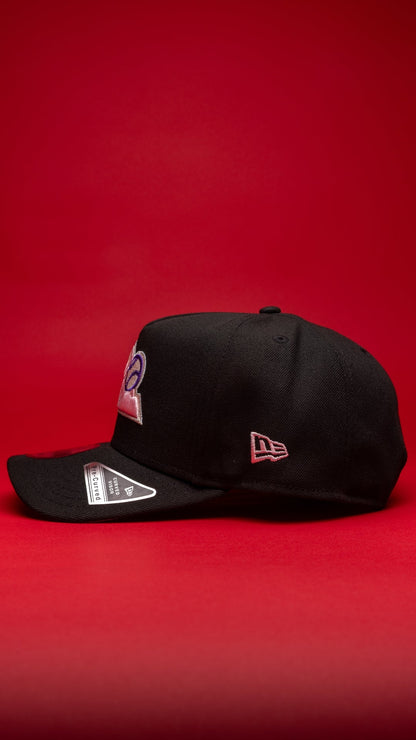 NEW ERA 9FIFTY A-FRAME BLACK COLORADO ROCKIES SNAPBACK W/ 25TH ANNIVERSARY SIDE PATCH