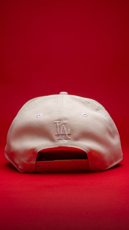 NEW ERA 9FIFTY A-FRAME CHROME/PINK LOS ANGELES DODGERS JAPANESE SCRIPT W/ WORLD SERIES CHAMPIONS SIDE PATCH
