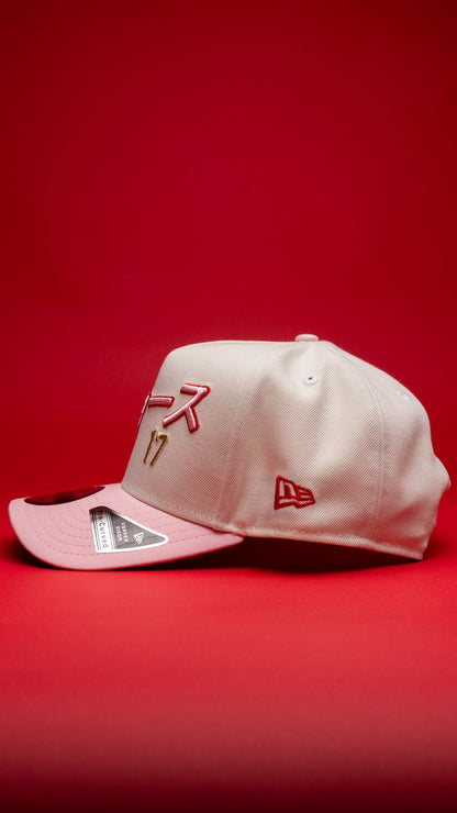 NEW ERA 9FIFTY A-FRAME CHROME/PINK LOS ANGELES DODGERS JAPANESE SCRIPT W/ WORLD SERIES CHAMPIONS SIDE PATCH
