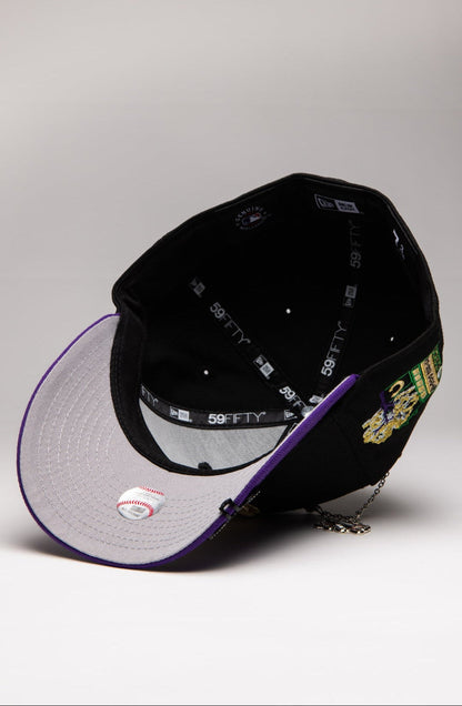 NEW ERA EXCLUSIVE 59FIFTY BLACK/PURPLE CHICAGO CUBS W/ TOKYO SERIES SIDE PATCH