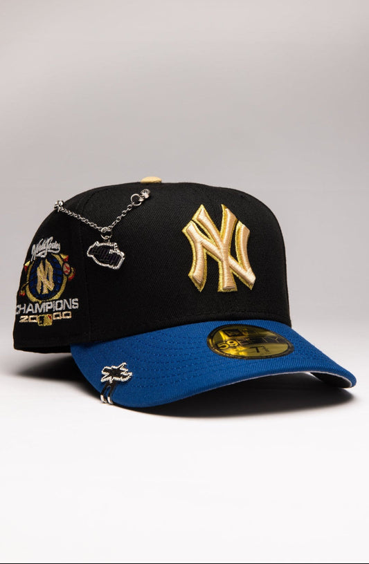 NEW ERA EXCLUSIVE 59FIFTY BLACK/NAVY NEW YORK YANKEES W/ WORLD CHAMPIONS SIDE PATCH