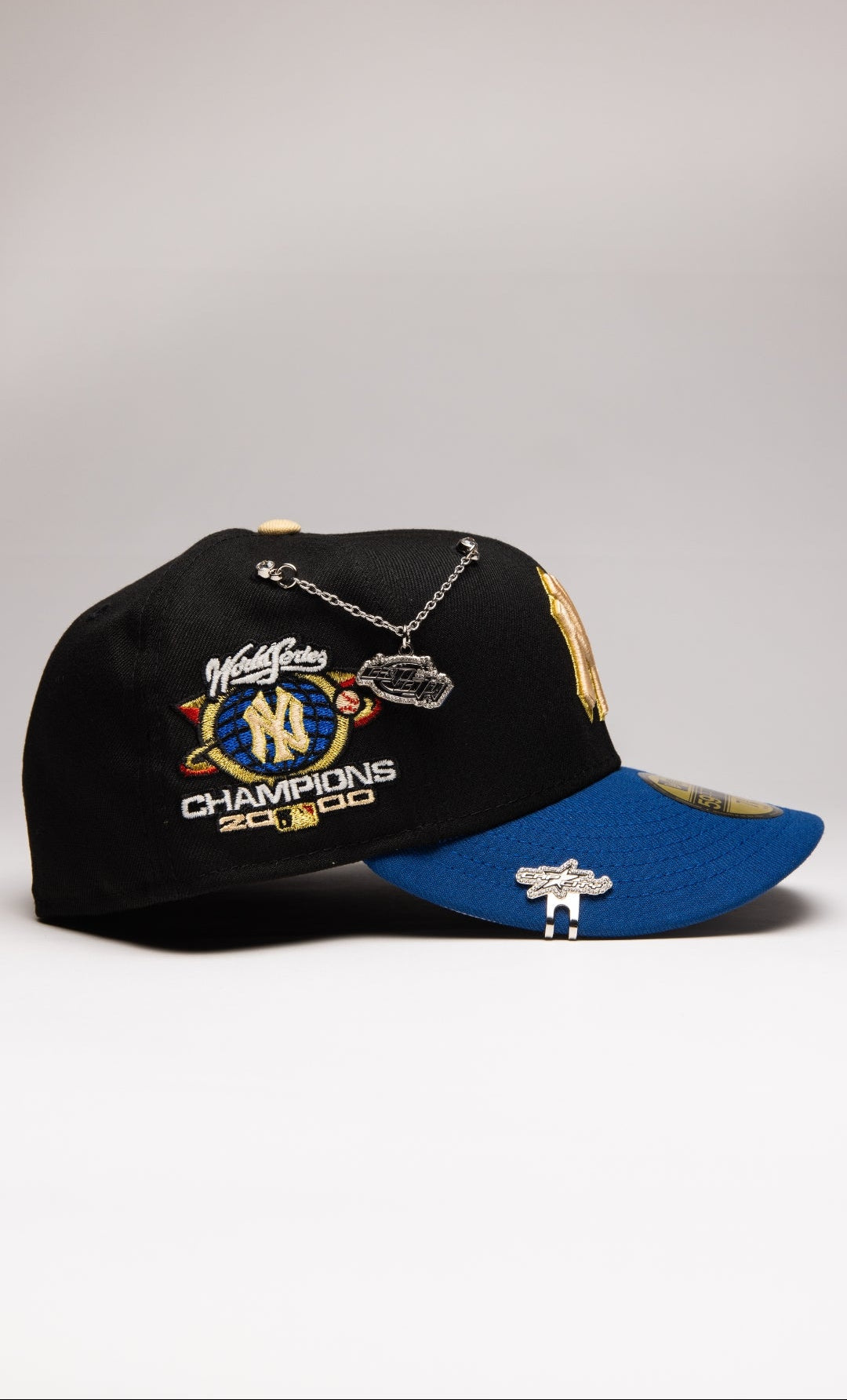 NEW ERA EXCLUSIVE 59FIFTY BLACK/NAVY NEW YORK YANKEES W/ WORLD CHAMPIONS SIDE PATCH