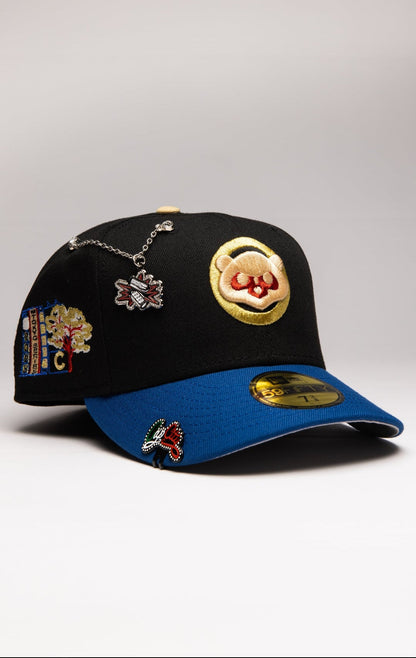 NEW ERA EXCLUSIVE 59FIFTY BLACK/NAVY CHICAGO CUBS W/ TOKYO SERIES SIDE PATCH