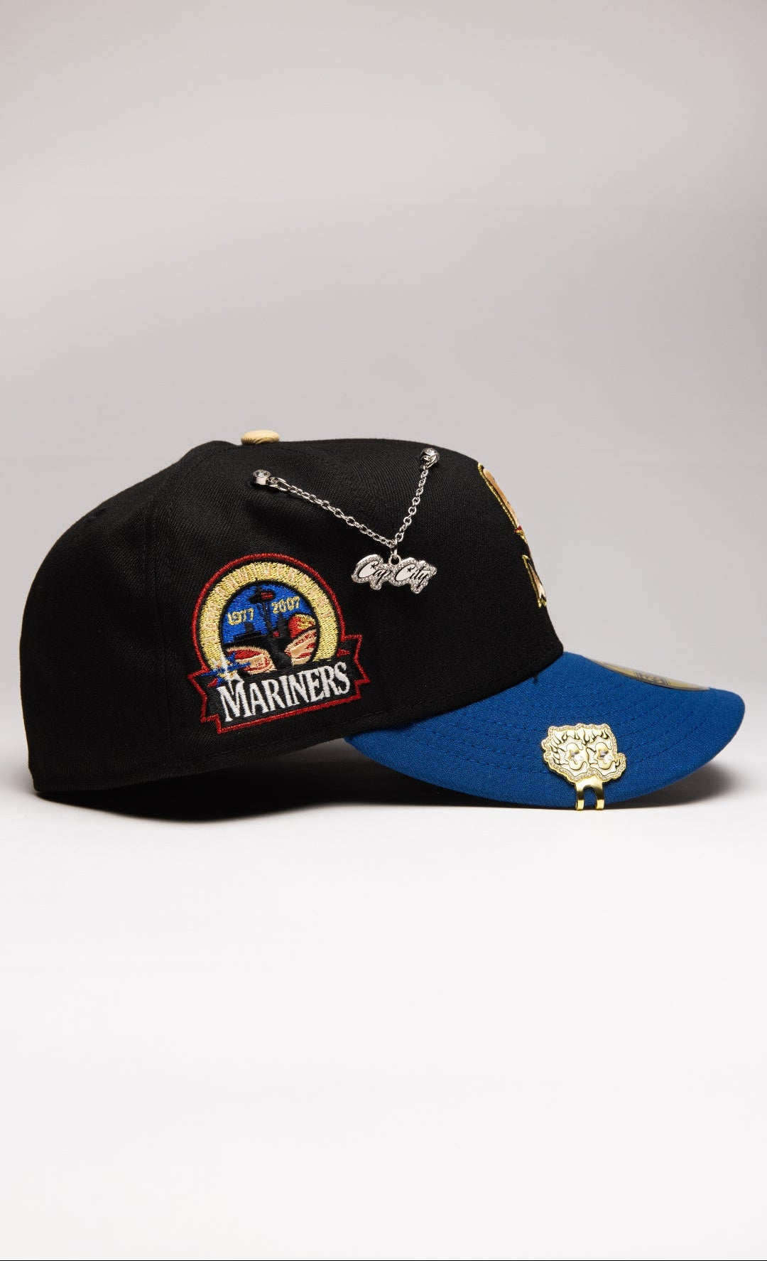 NEW ERA EXCLUSIVE 59FIFTY BLACK/NAVY SEATTLE MARINERS W/ ANNIVERSARY SIDE PATCH