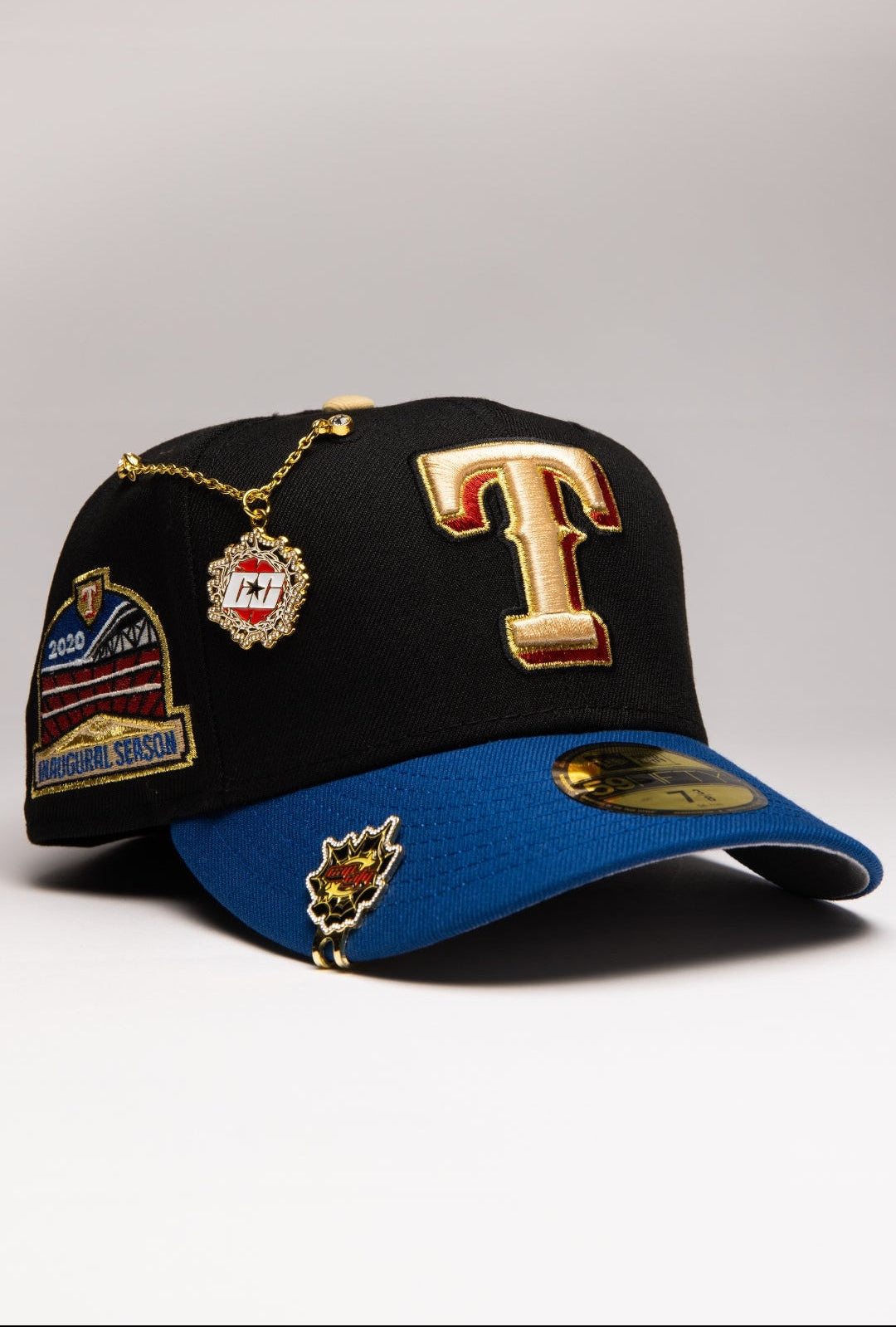 NEW ERA EXCLUSIVE 59FIFTY BLACK/NAVY TEXAS RANGERS W/ INAUGURAL SEASON SIDE PATCH