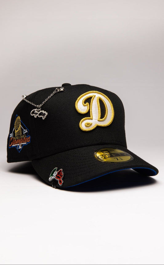 NEW ERA EXCLUSIVE 59FIFTY BLACK LOS ANGELES DODGERS W/ WORLD SERIES CHAMPIONS SIDE PATCH