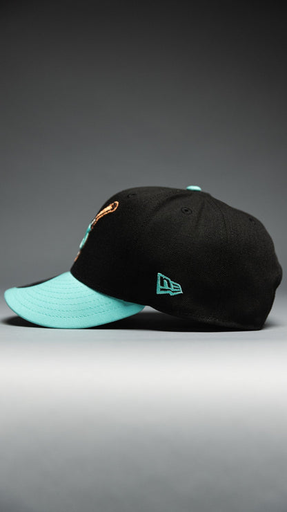 NEW ERA EXCLUSIVE 9FIFTY BLACK/TEAL SAN DIEGO PADRES SNAPBACK W/ 40TH ANNIVERSARY SIDE PATCH