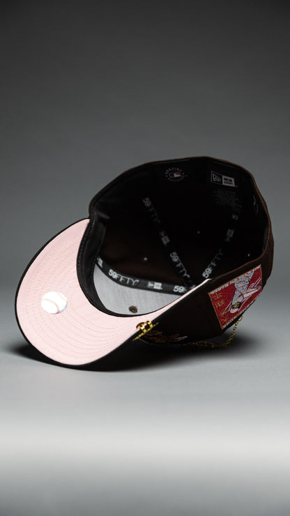 NEW ERA EXCLUSIVE 59FIFTY DARK BROWN/BLACK LOS ANGELES DODGERS "CITY OF ANGELS" W/ SHOHEI OHTANI 50-50 CLUB SIDE PATCH