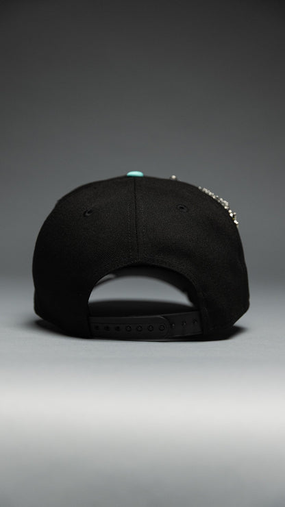 NEW ERA EXCLUSIVE 9FIFTY BLACK/TEAL ANAHEIM ANGELS SNAPBACK W/ 50TH ANNIVERSARY SIDE PATCH