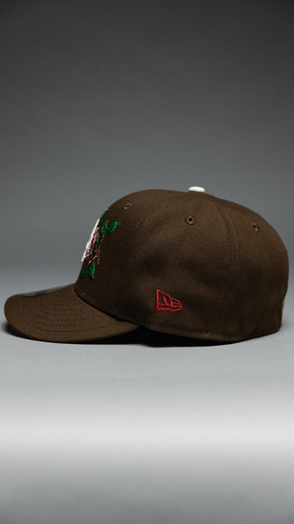 NEW ERA EXCLUSIVE 59FIFTY BROWN LOS ANGELES DODGERS W/ RED ROSE + WORLD SERIES CHAMPIONS SIDE PATCH