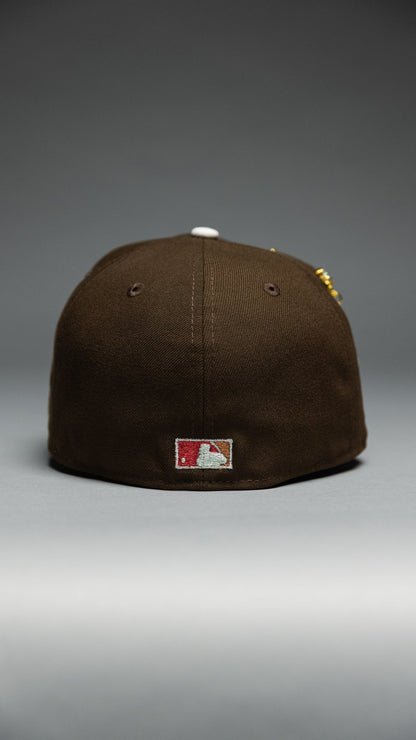 NEW ERA EXCLUSIVE 59FIFTY BROWN LOS ANGELES DODGERS W/ RED ROSE + WORLD SERIES CHAMPIONS SIDE PATCH