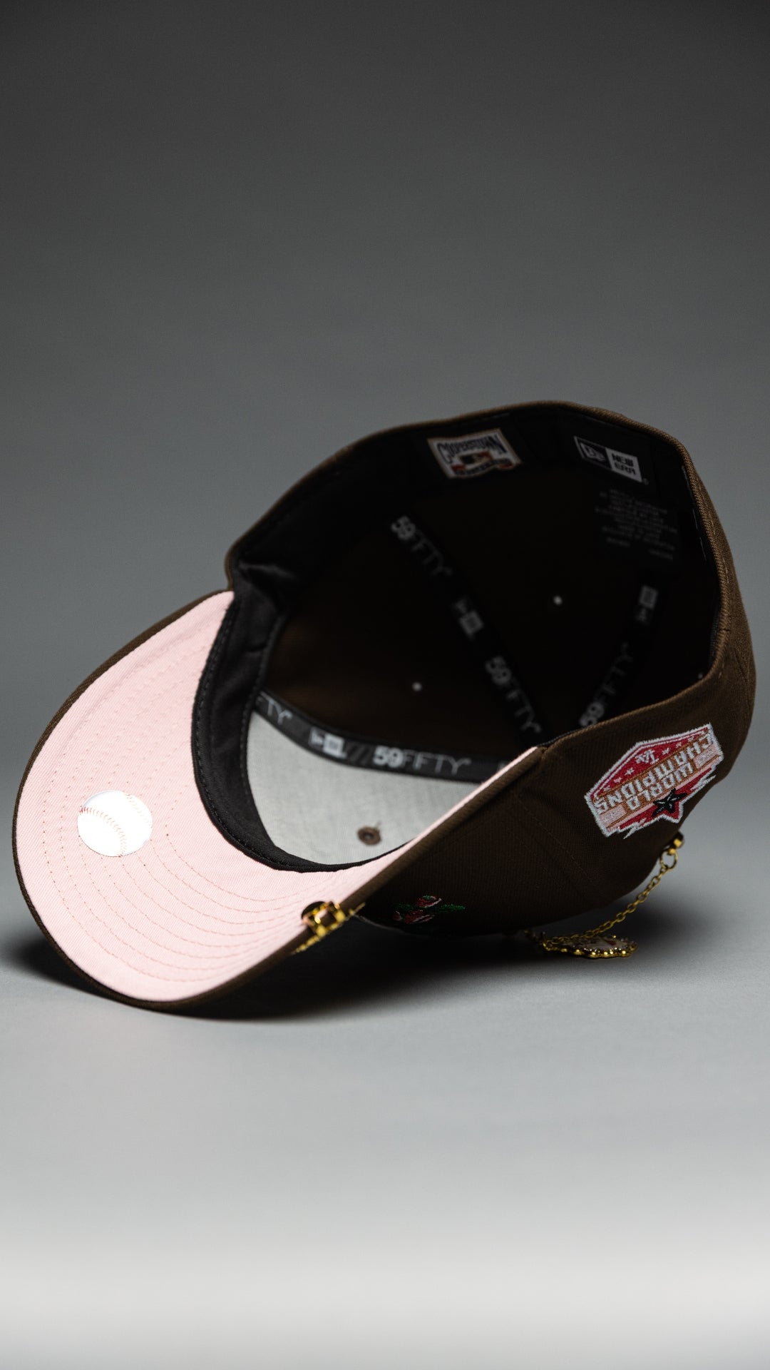 NEW ERA EXCLUSIVE 59FIFTY BROWN LOS ANGELES DODGERS W/ RED ROSE + WORLD SERIES CHAMPIONS SIDE PATCH