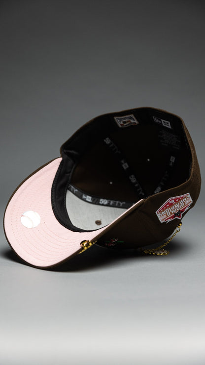 NEW ERA EXCLUSIVE 59FIFTY BROWN LOS ANGELES DODGERS W/ RED ROSE + WORLD SERIES CHAMPIONS SIDE PATCH