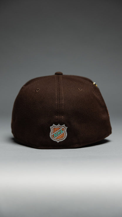 NEW ERA EXCLUSIVE 59FIFTY DARK BROWN CHICAGO BLACKHAWKS W/ ALL STAR GAME SIDE PATCH