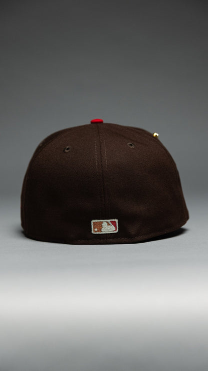 NEW ERA EXCLUSIVE 59FIFTY DARK BROWN/BLACK LOS ANGELES DODGERS W/ EMBROIDERY + SHOHEI OHTANI 50-50 CLUB SIDE PATCH