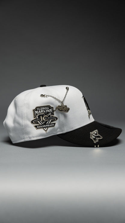 NEW ERA EXCLUSIVE 9FIFTY PEARL WHITE FLORIDA MARLINS SNAPBACK W/ 10TH ANNIVERSARY SIDE PATCH