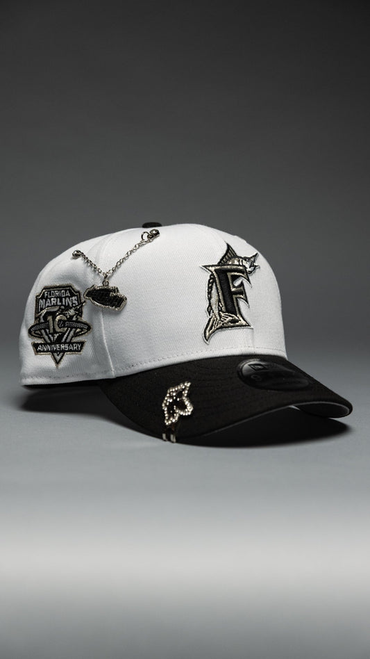 NEW ERA EXCLUSIVE 9FIFTY PEARL WHITE FLORIDA MARLINS SNAPBACK W/ 10TH ANNIVERSARY SIDE PATCH