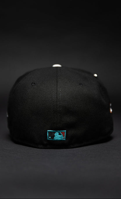 NEW ERA EXCLUSIVE 59FIFTY BLACK UPSIDE DOWN ARIZONA DIAMONDBACKS W/ WORLD CHAMPIONS SIDE PATCH