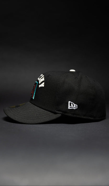 NEW ERA EXCLUSIVE 59FIFTY BLACK UPSIDE DOWN ARIZONA DIAMONDBACKS W/ WORLD CHAMPIONS SIDE PATCH