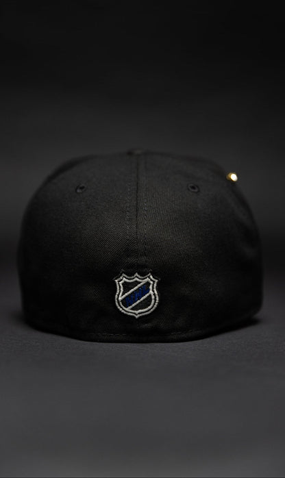 NEW ERA EXCLUSIVE 59FIFTY BLACK CHICAGO BLACKHAWKS W/ 75TH ANNIVERSARY SIDE PATCH