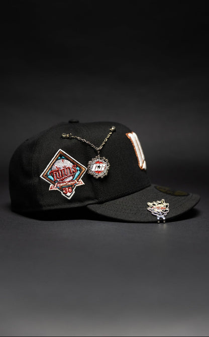 NEW ERA EXCLUSIVE 59FIFTY BLACK MINNESOTA TWINS W/ 30TH ANNIVERSARY SIDE PATCH