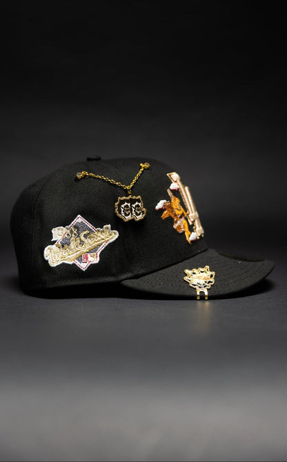 NEW ERA EXCLUSIVE 59FIFTY BLACK LOS ANGELES DODGERS "CITY OF ANGELS" W/ 1988 WORLD SERIES SIDE PATCH