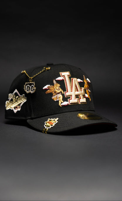 NEW ERA EXCLUSIVE 59FIFTY BLACK LOS ANGELES DODGERS "CITY OF ANGELS" W/ 1988 WORLD SERIES SIDE PATCH