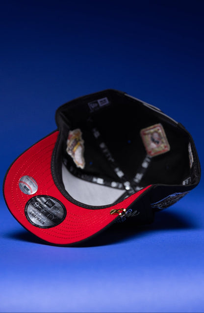 NEW ERA 9FIFTY A-FRAME BLACK ATLANTA BRAVES SNAPBACK W/ WORLD SERIES EMBROIDERY PATCHES