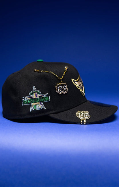 NEW ERA EXCLUSIVE 59FIFTY BLACK ANAHEIM ANGELS W/ 2019 ALL STAR GAME SIDE PATCH