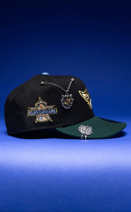 NEW ERA EXCLUSIVE 59FIFTY BLACK/FOREST GREEN ANAHEIM ANGELS W/ 2019 ALL STAR GAME SIDE PATCH