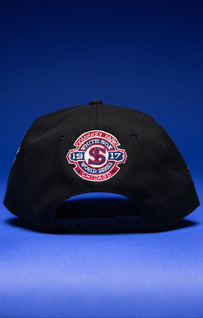 NEW ERA 9FIFTY A-FRAME BLACK CHICAGO WHITE SOX SNAPBACK W/ WORLD SERIES EMBROIDERY PATCHES