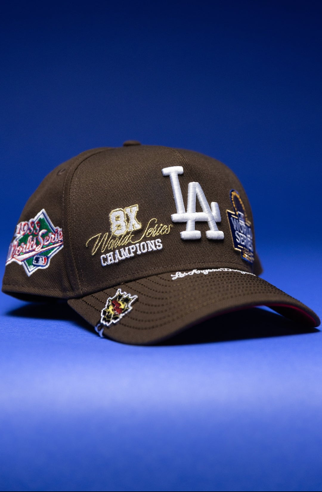 NEW ERA 9FIFTY A-FRAME BROWN LOS ANGELES DODGERS SNAPBACK W/ WORLD SERIES EMBROIDERY PATCHES
