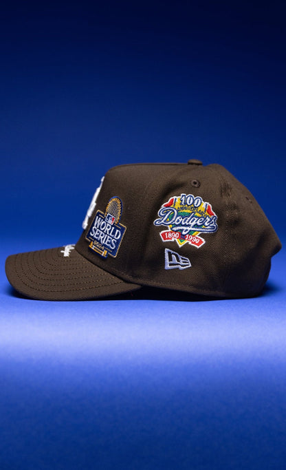 NEW ERA 9FIFTY A-FRAME BROWN LOS ANGELES DODGERS SNAPBACK W/ WORLD SERIES EMBROIDERY PATCHES