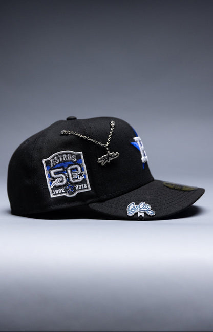 NEW ERA EXCLUSIVE 59FIFTY BLACK HOUSTON ASTROS W/ 50TH ANNIVERSARY SIDE PATCH
