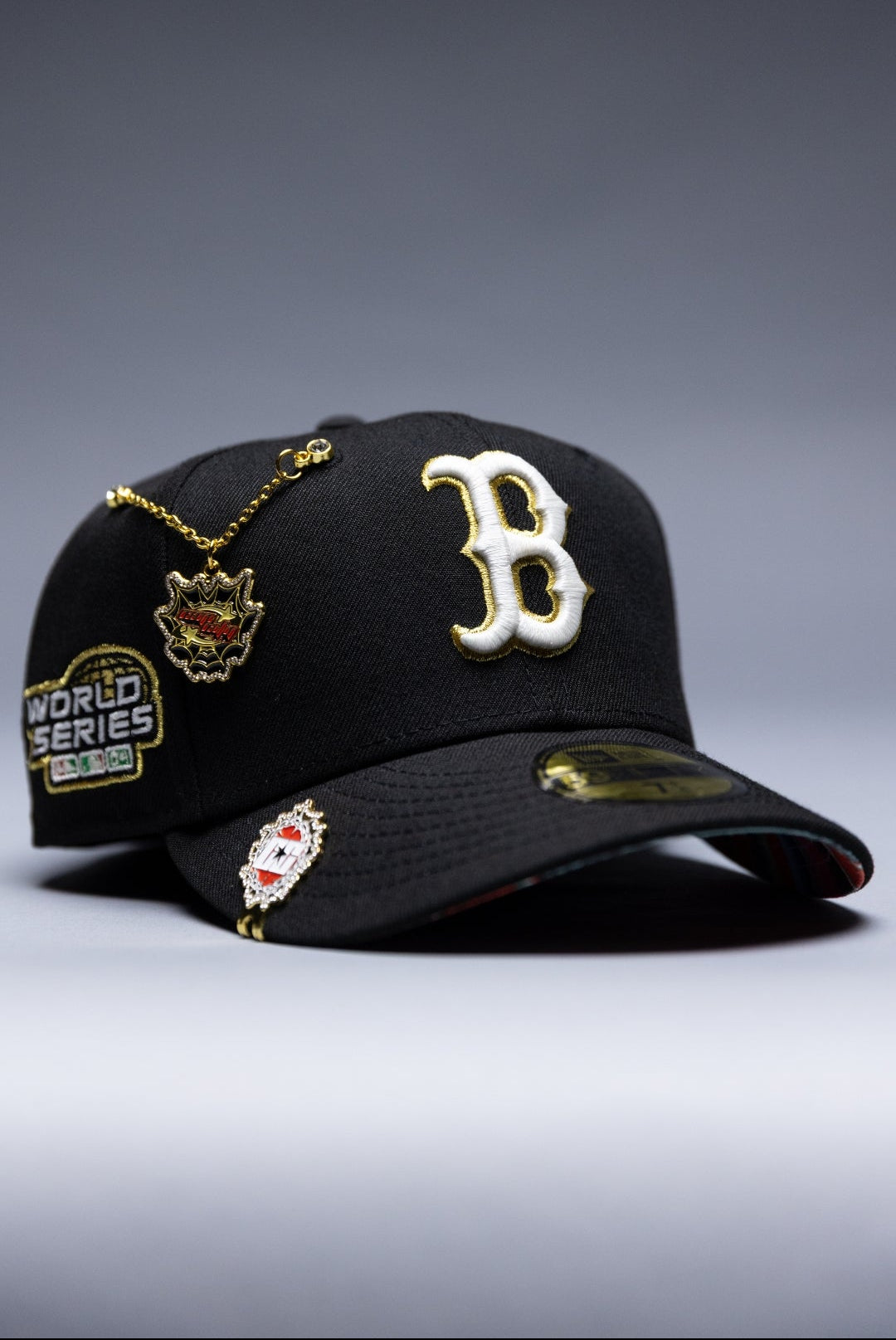 NEW ERA EXCLUSIVE 59FIFTY BLACK BOSTON RED SOX W/ WORLD SERIES SIDE PATCH