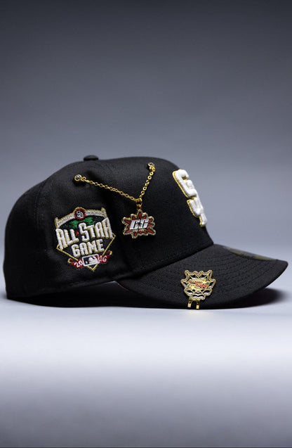 NEW ERA EXCLUSIVE 59FIFTY BLACK SAN DIEGO PADRES W/ ALL STAR GAME SIDE PATCH