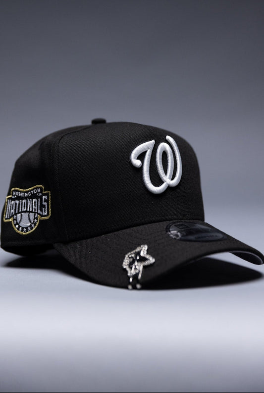 NEW ERA 9FIFTY A-FRAME BLACK WASHINGTON NATIONALS SNAPBACK W/ "NATIONALS" SIDE PATCH