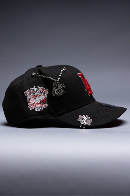 NEW ERA EXCLUSIVE 9FIFTY BLACK LOS ANGELES DODGERS SNAPBACK W/ 40TH ANNIVERSARY SIDE PATCH