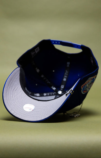 NEW ERA EXCLUSIVE 9FIFTY BLUE/SATIN UPSIDE DOWN LOS ANGELES DODGERS SNAPBACK W/ 60TH ANNIVERSARY SIDE PATCH
