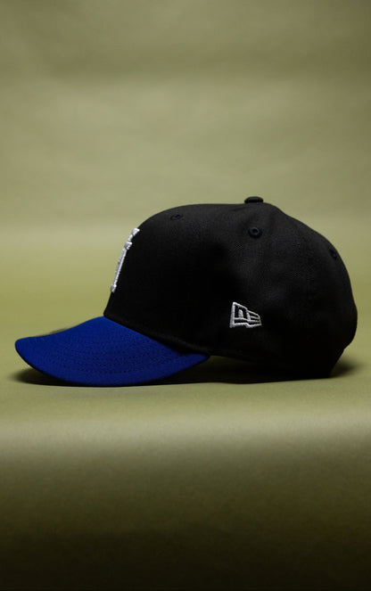 NEW ERA EXCLUSIVE 9FIFTY BLACK/BLUE UPSIDE DOWN LOS ANGELES DODGERS SNAPBACK W/ 2020 WORLD SERIES SIDE PATCH