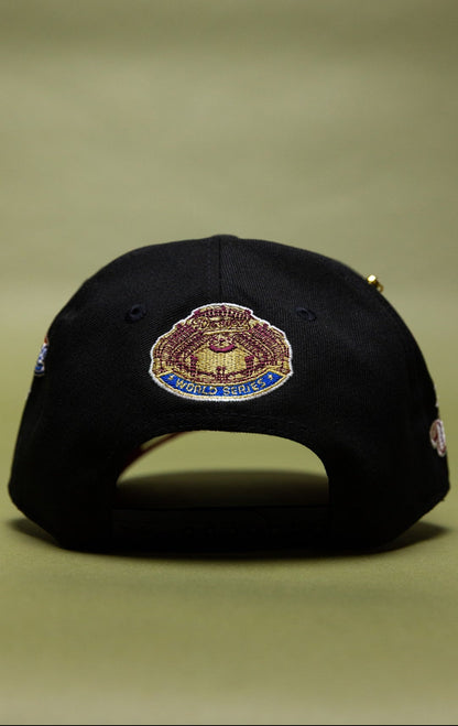 NEW ERA EXCLUSIVE 9FIFTY BLACK LOS ANGELES DODGERS SNAPBACK W/ WORLD SERIES EMBROIDERY PATCHES