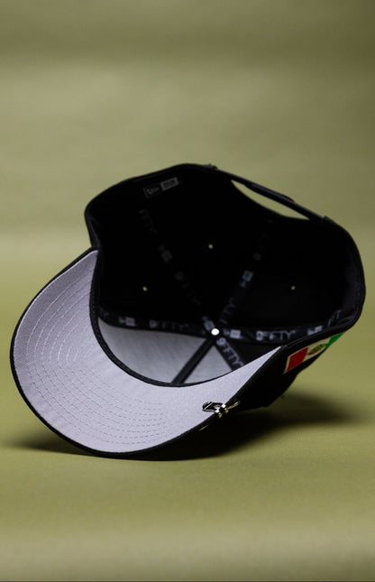 NEW ERA 9FIFTY A-FRAME BLACK CHARROS DE JALISCO SNAPBACK W/ MEXICAN FLAG SIDE PATCH