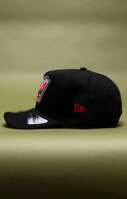 NEW ERA 9FIFTY A-FRAME BLACK ANAHEIM ANGELS SNAPBACK W/ 40TH ANNIVERSARY SIDE PATCH