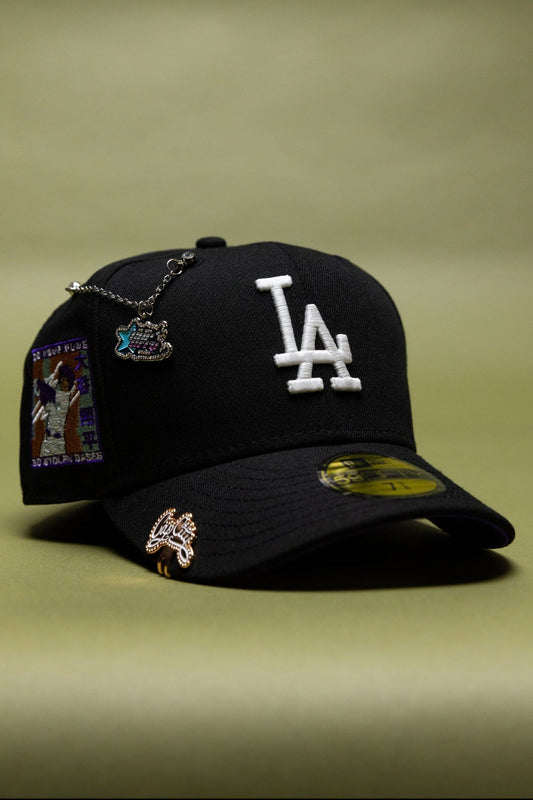 NEW ERA EXCLUSIVE 59FIFTY BLACK LOS ANGELES DODGERS W/ SHOHEI OHTANI 50-50 CLUB SIDE PATCH