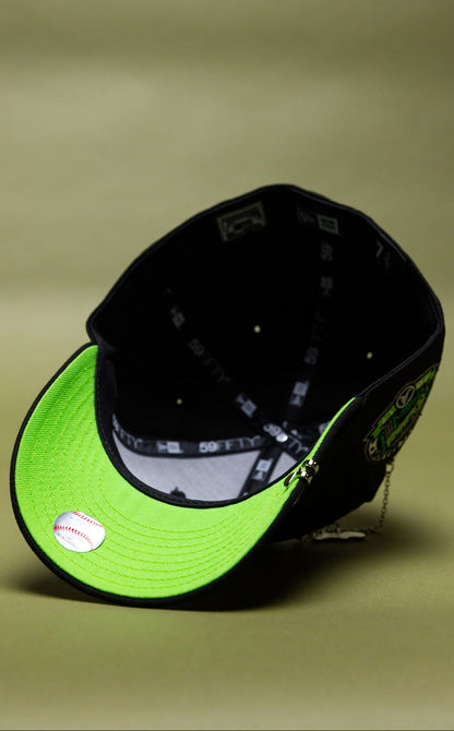 NEW ERA EXCLUSIVE 59FIFTY BLACK ATLANTA BRAVES W/ 2017 INAUGURAL SEASON SIDE PATCH