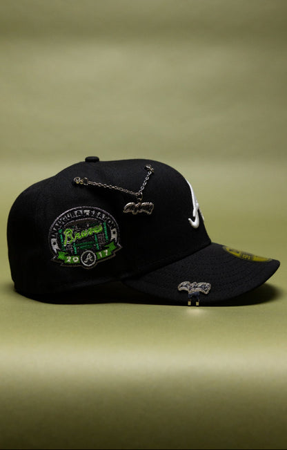 NEW ERA EXCLUSIVE 59FIFTY BLACK ATLANTA BRAVES W/ 2017 INAUGURAL SEASON SIDE PATCH